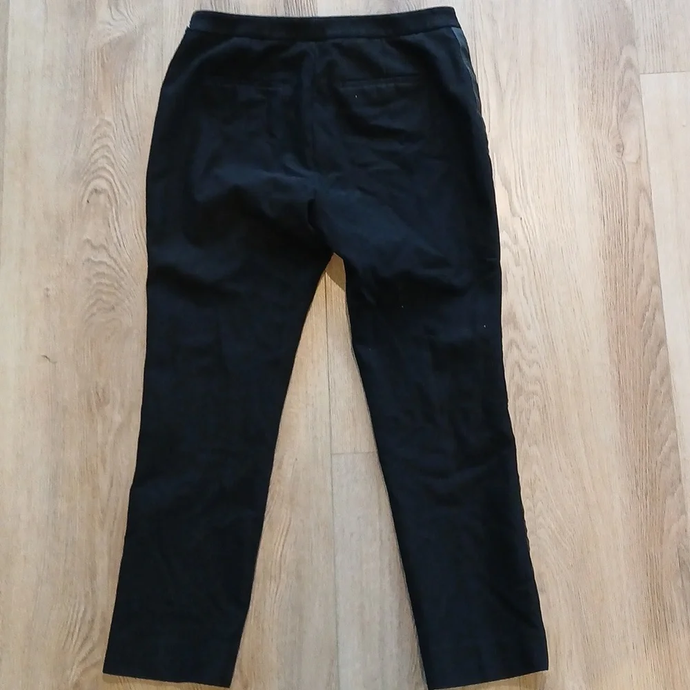 Vince Black Trousers Faux Leather Racing Side Stripe Tuxedo Size 12 - Picture 5 of 7